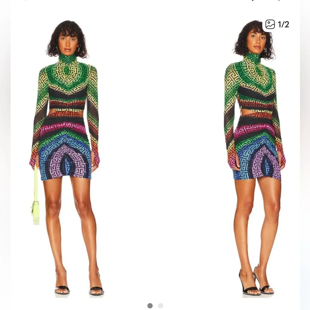 AFRM Multicolor Geometric Long Sleeve Mini Dress - Picture 2 of 5